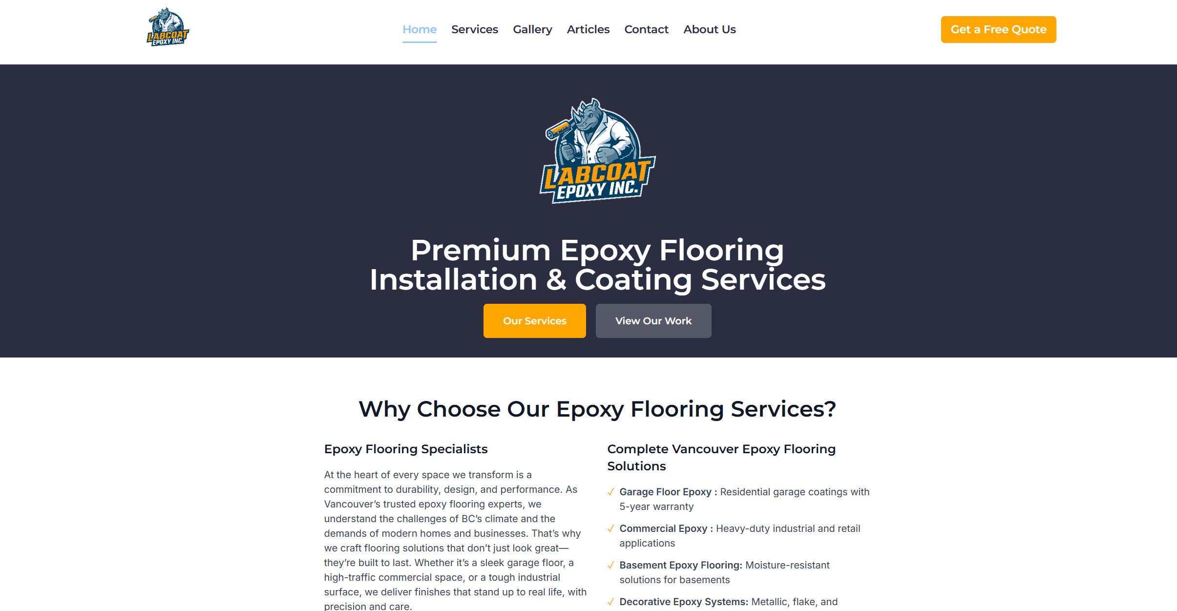 Epoxy Business Website